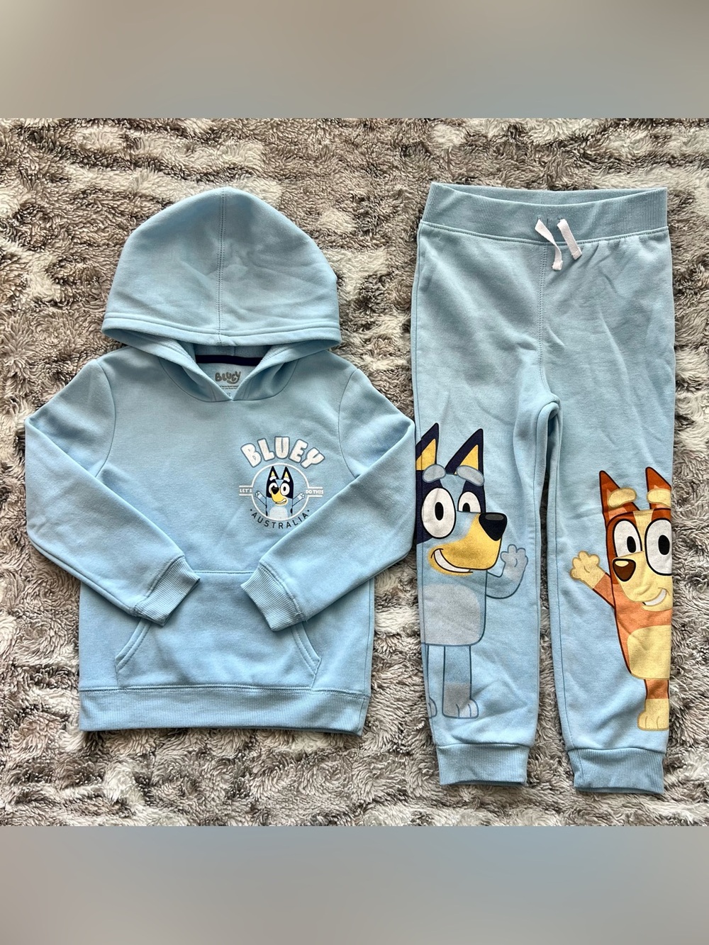 Bluey Matching Fleece Hoodie and Pants (5T) - Baby Blue
